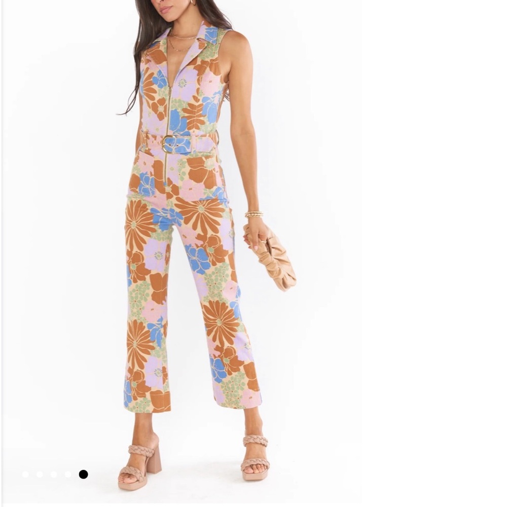 Show Me Your MuMu Jacksonville Cropped Jumpsuit/Sage Retro Garden! NWT!